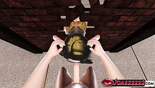 Fianna с большими сиськами, 3D хентай - обслуживание дрочки, лизание уздочки, камшот у глорихола