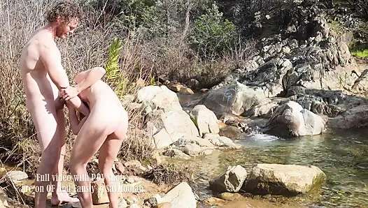 Petite Blonde Gets Outdoor Facial By The Creek
