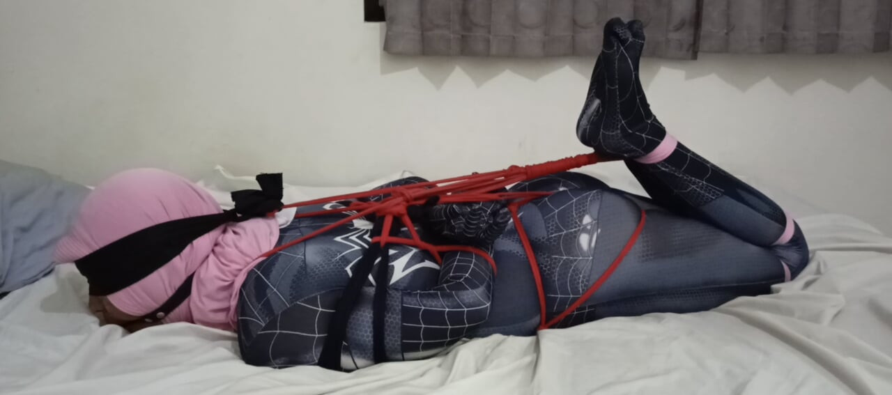 Get stuck in tight hogtied shibari