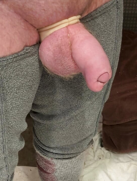 Giant uncut cock up close.  No hands.