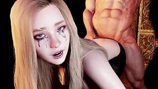 Une petite amie blonde se fait défoncer le cul dans un donjon - court-métrage porno en 3D