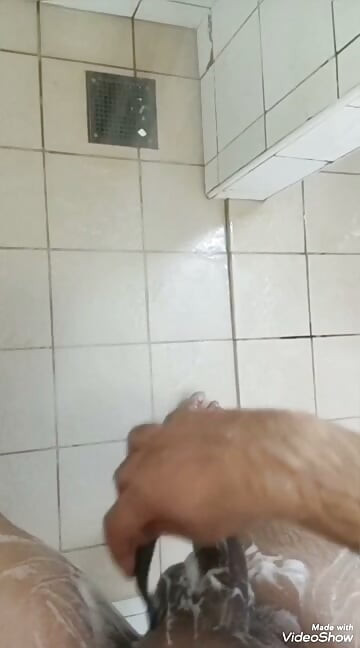 My big dick masterbation in cold shower