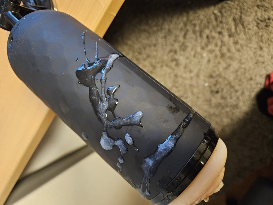 Cumshot on masturbator