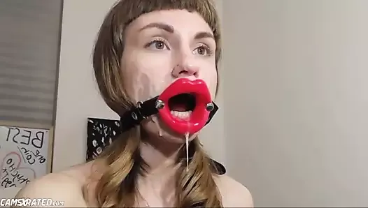 Crazy Mouth Slutting Big Dildo