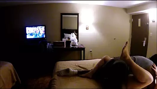 My wife Savannah struggling to take an 11-inch thick BBC