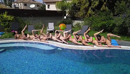 Real wild lesbian teen pool party