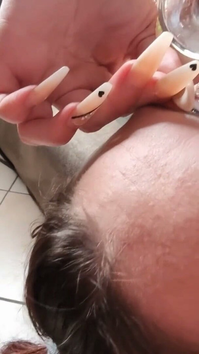 FFM Threesome cum in shot glass pour into eye, other girl sucking cum out of eye | Clip 1