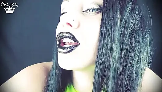 Kisses from black shiny lips ASMR JOI