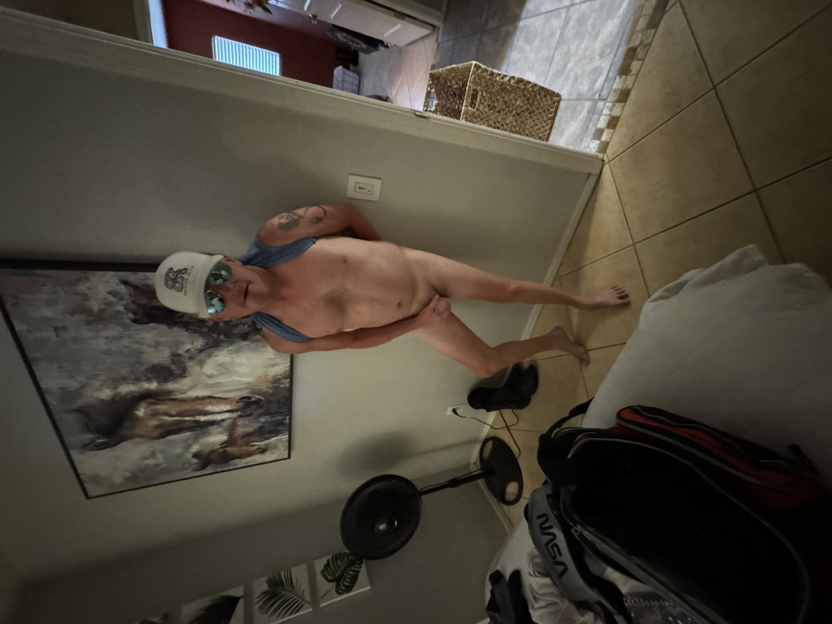 Thought I would try to jack my Cock before Fucking my new husband. Make it a little more hot with some shades and a country cap