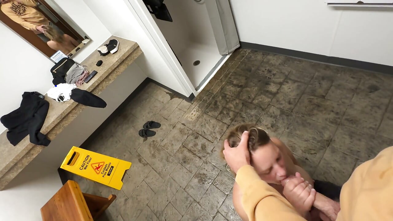 Wife caught masturbating in public restroom, then fucked by the campfire