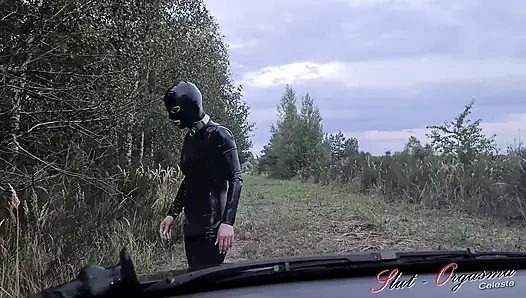 Slave Slut-Orgasma Celeste making a dirty mess on the car window