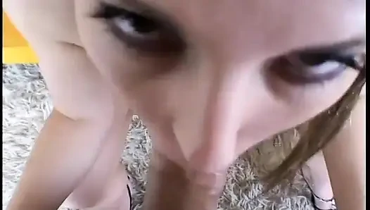 Horny stud in pleasure as he enjoys a bj from sexy ass babe