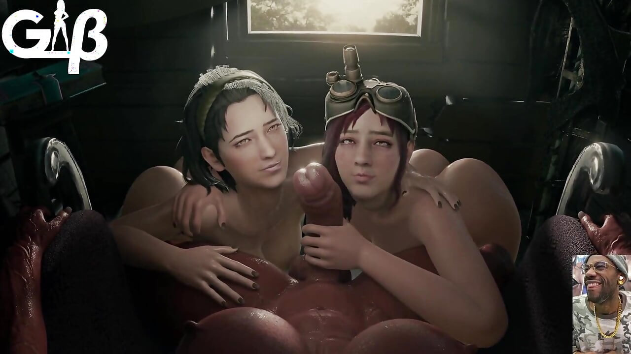 Δύο πουτάνες που γλείφουν ένα μεγάλο στήθος τρανσέξουαλ BBC, η τρελή Moxxi κάνει βαθιά λαρύγγι στον πούτσο της Amara