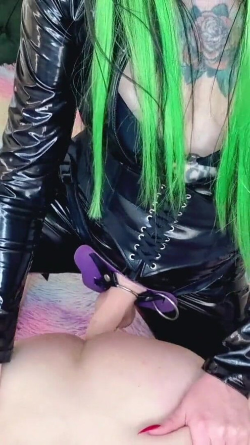 Strapon session. Slave's ass is ready to take a big strapon | Clip 2