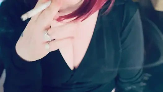 This gorgeous Secretary, Tina Snua,  Smokes A Cigarette For You With Lots Of Tricks