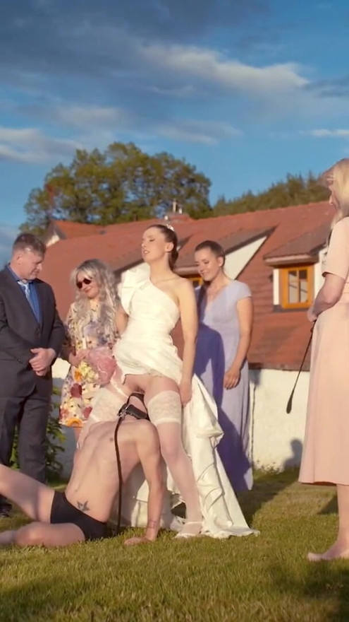BRIDE4K. Blonde bride with natural tits enjoyed a good fuck on her kinky wedding | Clip 1