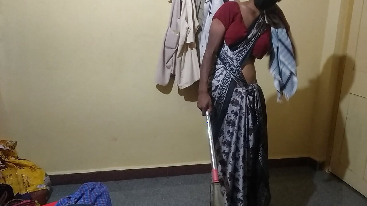 Cleaning home in mom's saree