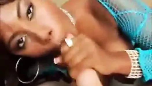Black Babe with Huge Tits - Blowjob and Facial