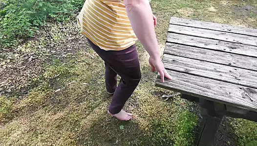 Ass spanking while picnic