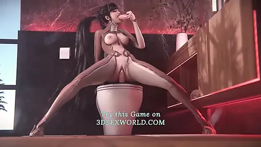 Slutty Babe Deepthroating a Dildo and Riding Hard (3D Anime)