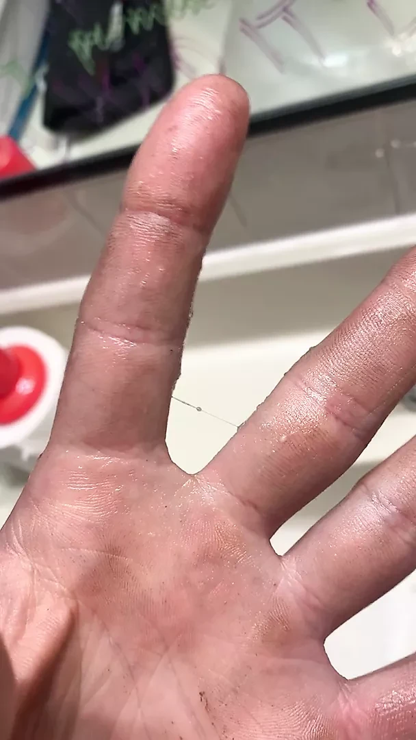 Sink Masterbation with dirty hands. Lots of Precum