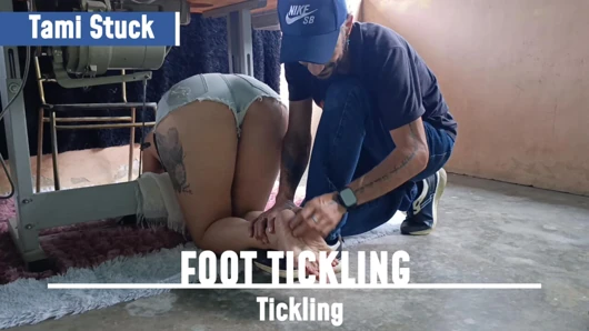 Stuck in a sewing machine I get tickled feet