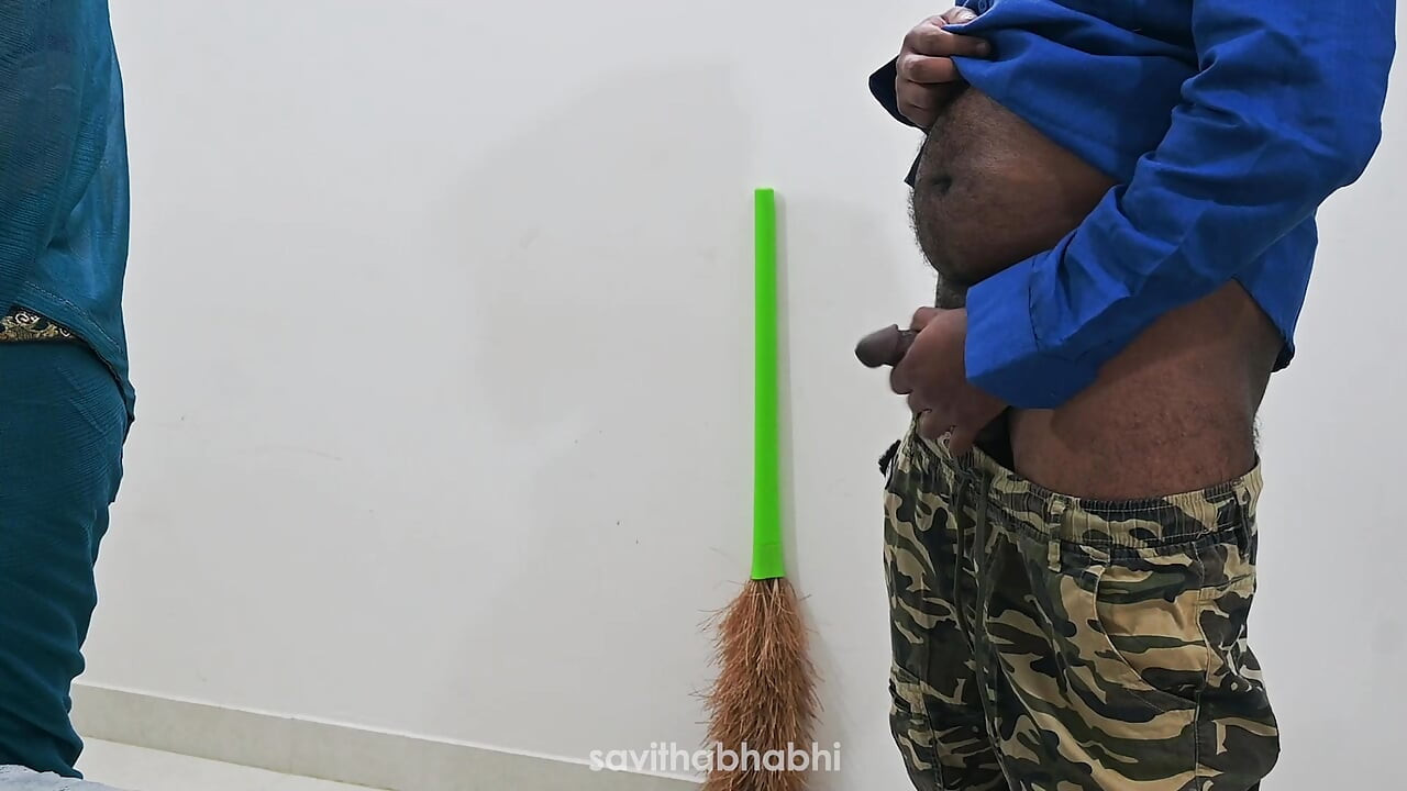 Jerking infront of maid and getting special handjob