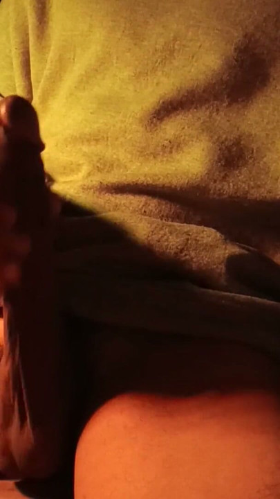 Hot naked guy in sweater jerking off his big cock, loud moans of intense pleasure | Clip 1