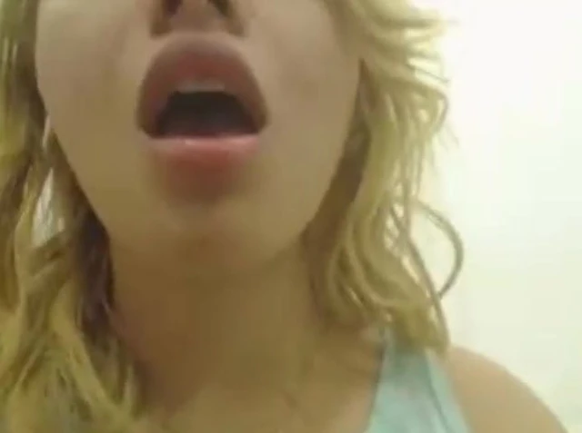 close up blonde bate and boob rub
