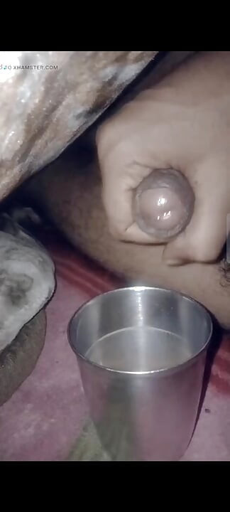 American straight hard dick jerking off Cumshot in glass