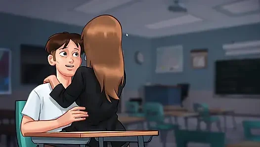 Я целую моего миниатюрного французского учителя в классе в Summertime Sagai целуй мой миниатюрный французский учитель в классе в летнее время Sagai целуй мой