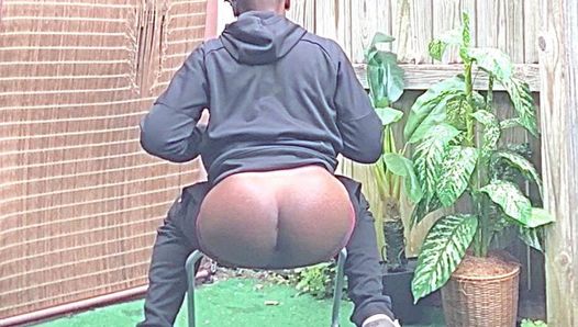 Daddy Playing With His Big Ass Butt and BBC Outside