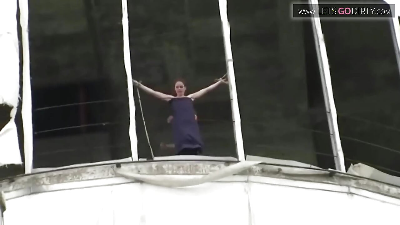 Sexy girl with small tits gets bound while naked