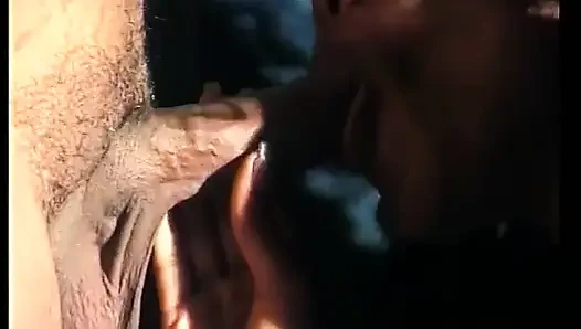 Horny stud gets his pole sucked by an eager black slut