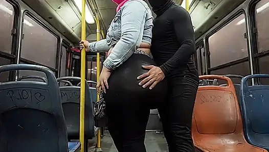 "Masked Guy Grabs BBW's Huge Ass in Public Bus - Risky Tease"