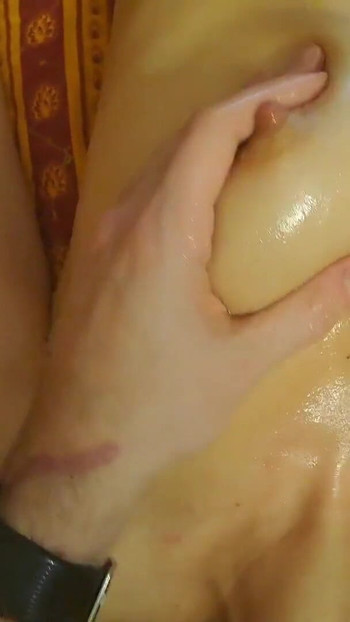 Memorable moment from "Tits massage with an olive oil. Squeezing them bouncy and wet"