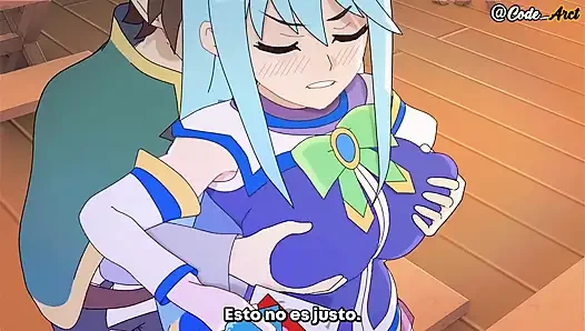 Aqua challenges kazuma and gets fucked