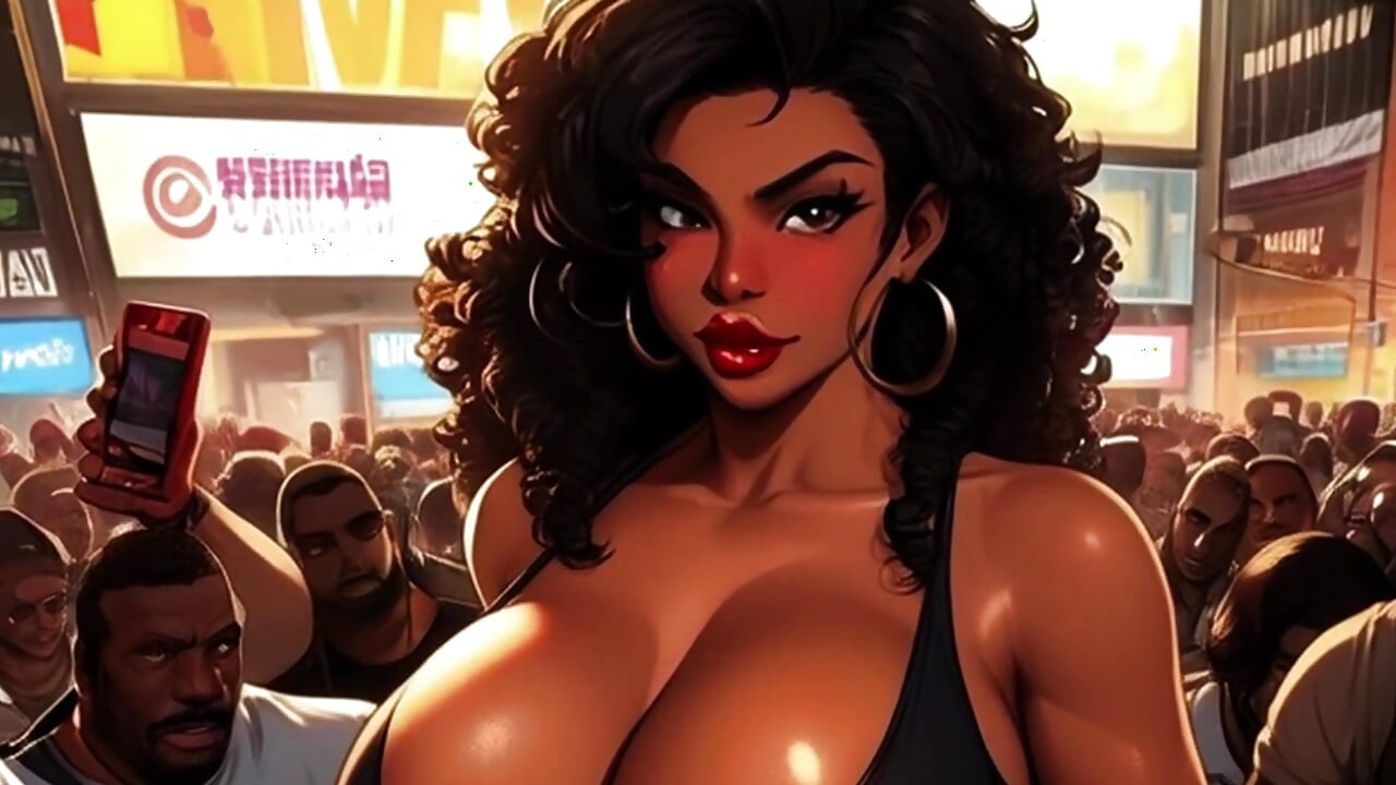 Tetona Tifa ama chupar polla negra en nalones picantes: Tifa en un hoyo de Mosh