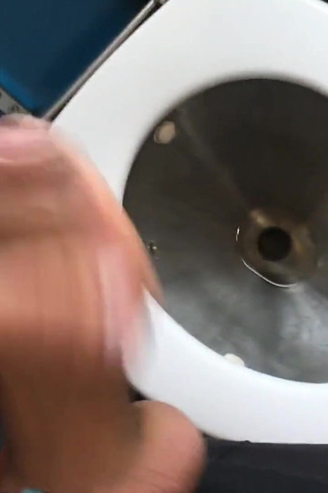 Jerk off at a Train Toilet