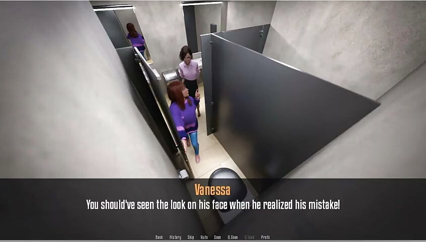 Anita's Internship - Gameplay - Roleplay - Lesbian Petite Teens Make Out in Public Toilet