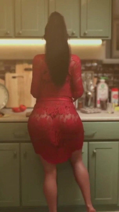 Japanese Stepmom Shaking Her Big Ass In Kitchen | Clip 1