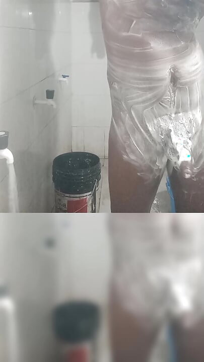 Bathing show nude bath shower black cock showing
