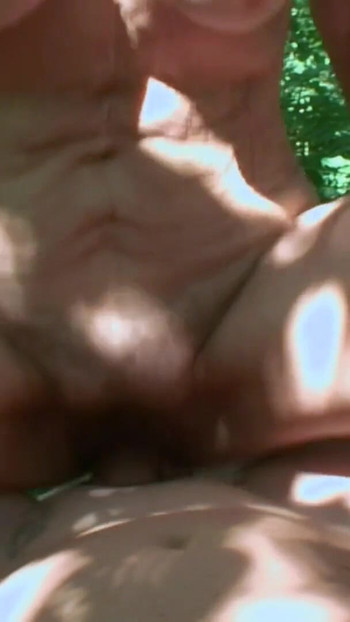 Must-share moment from "Old hairy granny with hard nipples rides dick outdoors"