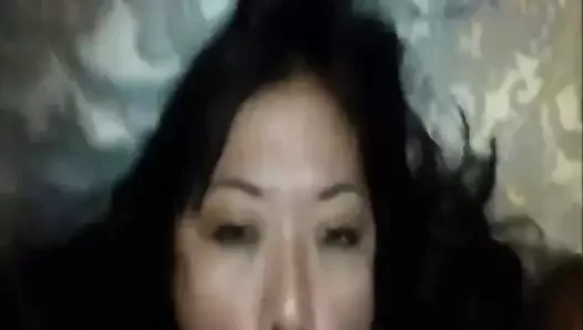 Asian cum eating slut