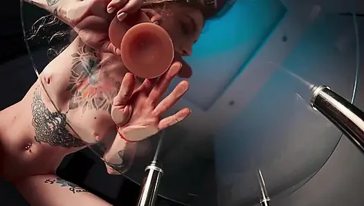 Real Sloppy Blowjob and Glass Table Riding