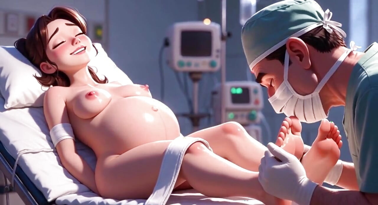 Safada médica chupando dedos de pacientes grávidas em cirurgia
