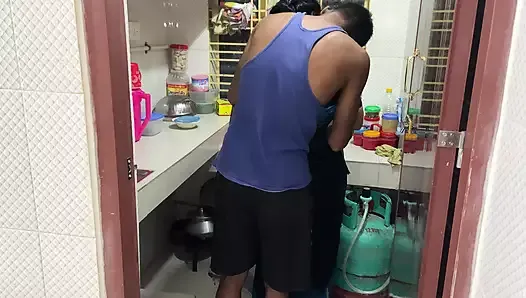 I saw my aunty cooking alone in the kitchen, I hugged her and started fucking