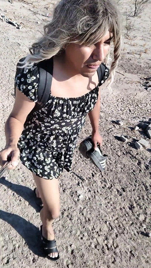 Cute Ladyboy In Public With Very Hot Mini Skirt And Sandals | Clip 1
