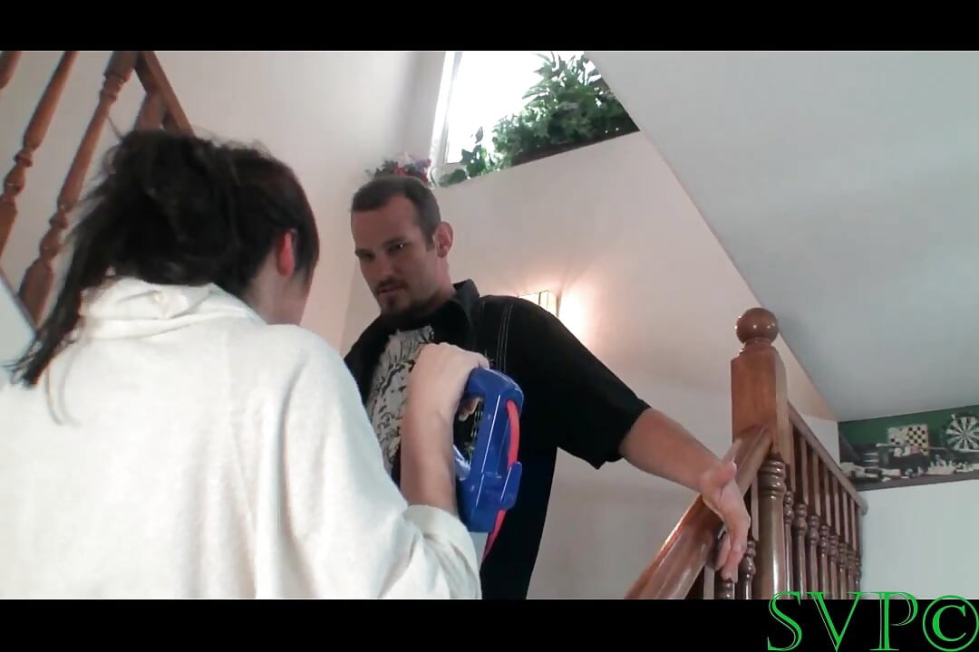 Hot Stepmother Smokes Cigarettes and Cock on the Stairs