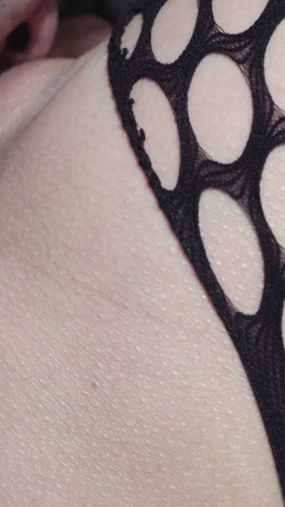 I'm wearing my fishnet stockings and he can't resist he has to lick my shaved pussy until I cum...I get too wet | Clip 2